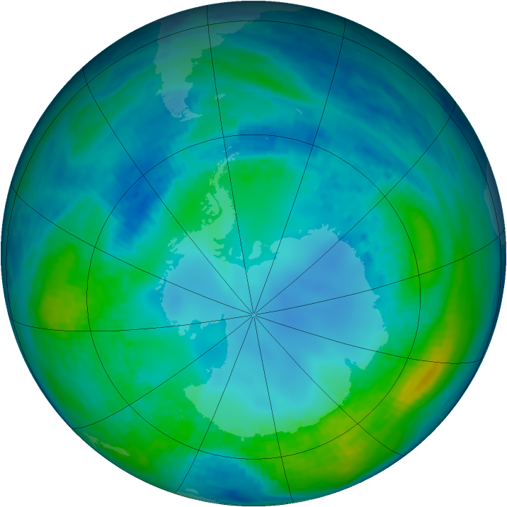 Antarctic ozone map for 04 May 1991